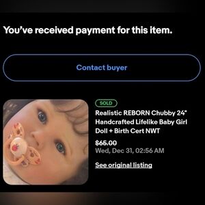 Just SOLD 🎉on Different Platform Realistic REBORN Chubby 24" Baby Doll NWT